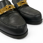 Hermes Destin Gold Kelly Buckle Leather Loafers Black — view 7