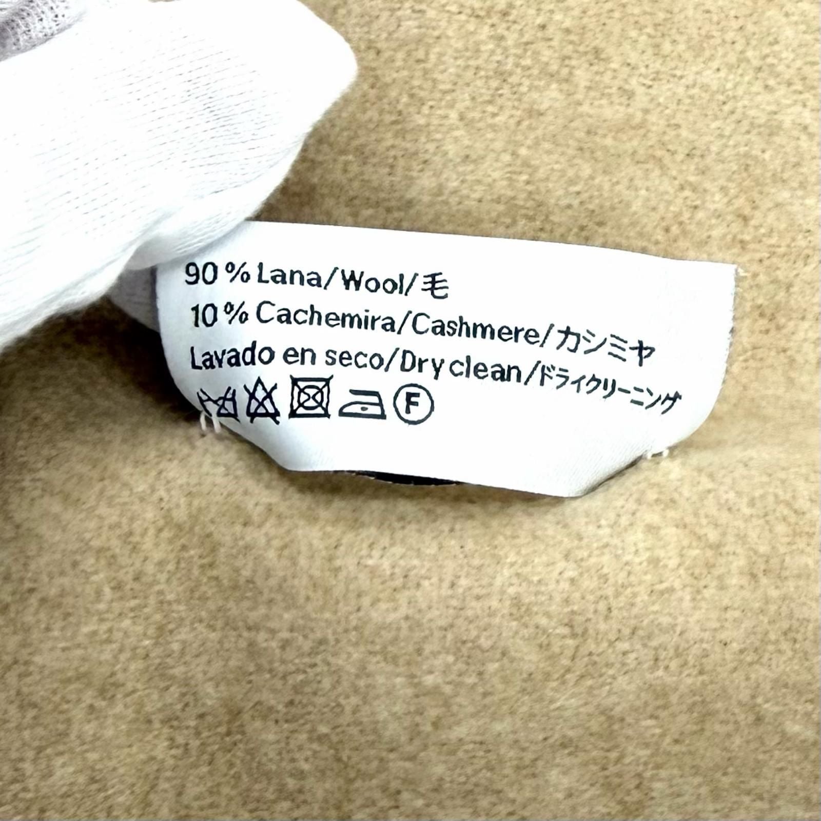 Loewe Bicolor Scarf Wool Cashmere Blend Ivory Sand Anagram Embroidered Fringe UK — view 7