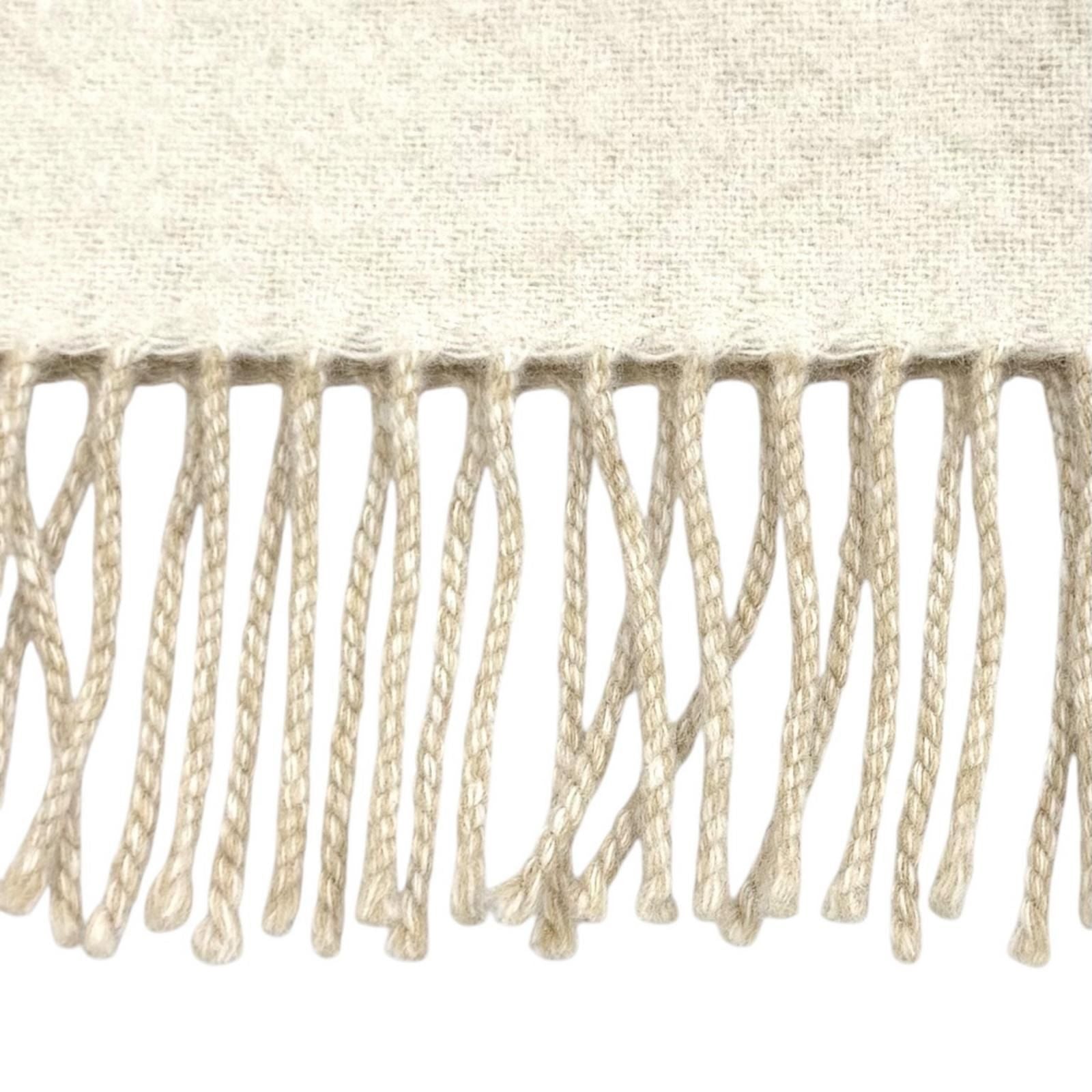 Loewe Bicolor Scarf Wool Cashmere Blend Ivory Sand Anagram Embroidered Fringe UK — view 4