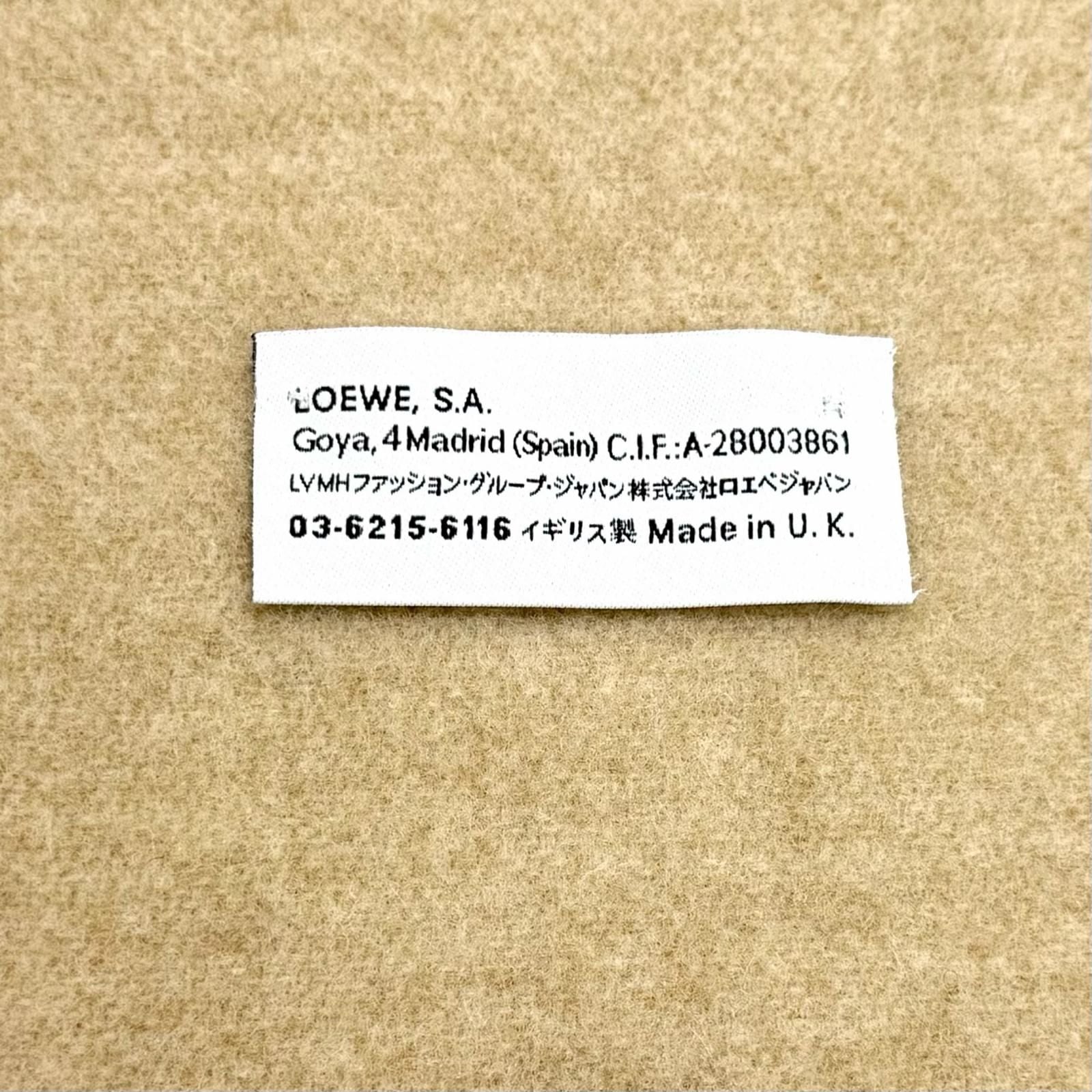 Loewe Bicolor Scarf Wool Cashmere Blend Ivory Sand Anagram Embroidered Fringe UK — view 6
