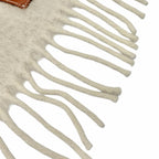 Loewe Mohair Wool Blend Fringe Anagram Leather Long Scarf with Patch Ivory — view 3