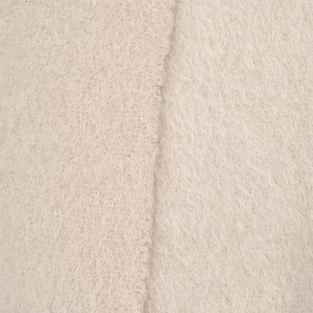 Loewe Mohair Wool Blend Fringe Anagram Leather Long Scarf with Patch Ivory — view 2