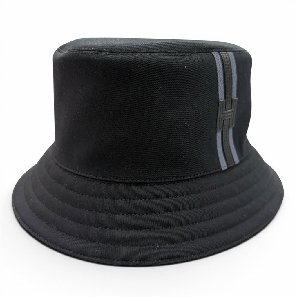 Hermes Cotton 100% Red Striped Hat Bucket Hat Dark Navy 59