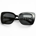 Chanel CC Logo Rhinestone Sunglasses Black White Demo Lens Eyewear
