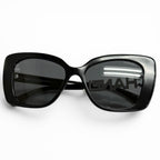 Chanel CC Logo Rhinestone Sunglasses Black White Demo Lens Eyewear