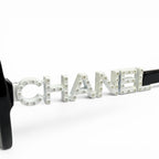 Chanel CC Logo Rhinestone Sunglasses Black White Demo Lens Eyewear — view 7
