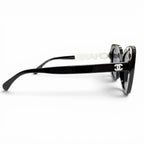 Chanel CC Logo Rhinestone Sunglasses Black White Demo Lens Eyewear — view 5