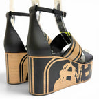 Hermes Charis Bride de Gala Leather Ankle Strap Wedge Sole Sandals Black — view 6