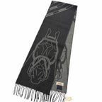 Hermes Tet a Tet Equestre Cashmere Hose Fringe Scarf Shawl Charcoal Gray — view 3