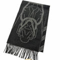 Hermes Tet a Tet Equestre Cashmere Hose Fringe Scarf Shawl Charcoal Gray