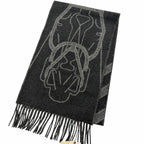 Hermes Tet a Tet Equestre Cashmere Hose Fringe Scarf Shawl Charcoal Gray