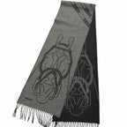 Hermes Tet a Tet Equestre Cashmere Hose Fringe Scarf Shawl Charcoal Gray — view 4