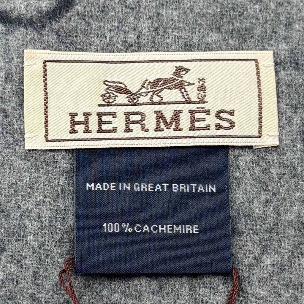 Hermes Tet a Tet Equestre Cashmere Hose Fringe Scarf Shawl Charcoal Gray — view 8