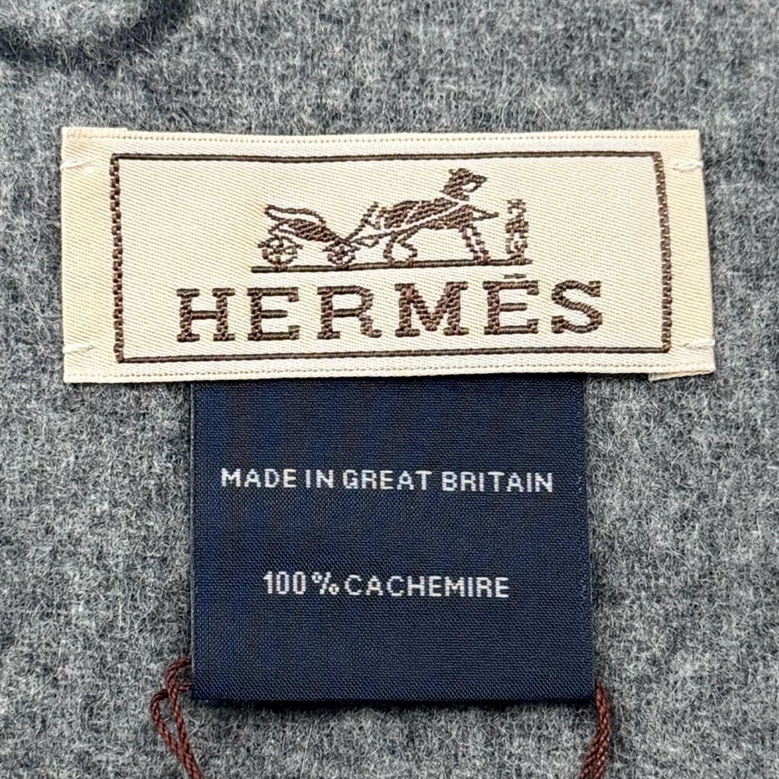 Hermes Tet a Tet Equestre Cashmere Hose Fringe Scarf Shawl Charcoal Gray — view 8