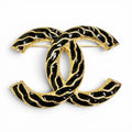 Chanel CC Logo Brooch Gold Black