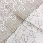 Gucci Wool Silk GG Jacquard Mini Fringe Shawl Beige 180 45 Recommended Scarf — view 3