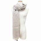 Gucci Wool Silk GG Jacquard Mini Fringe Shawl Beige 180 45 Recommended Scarf — view 5