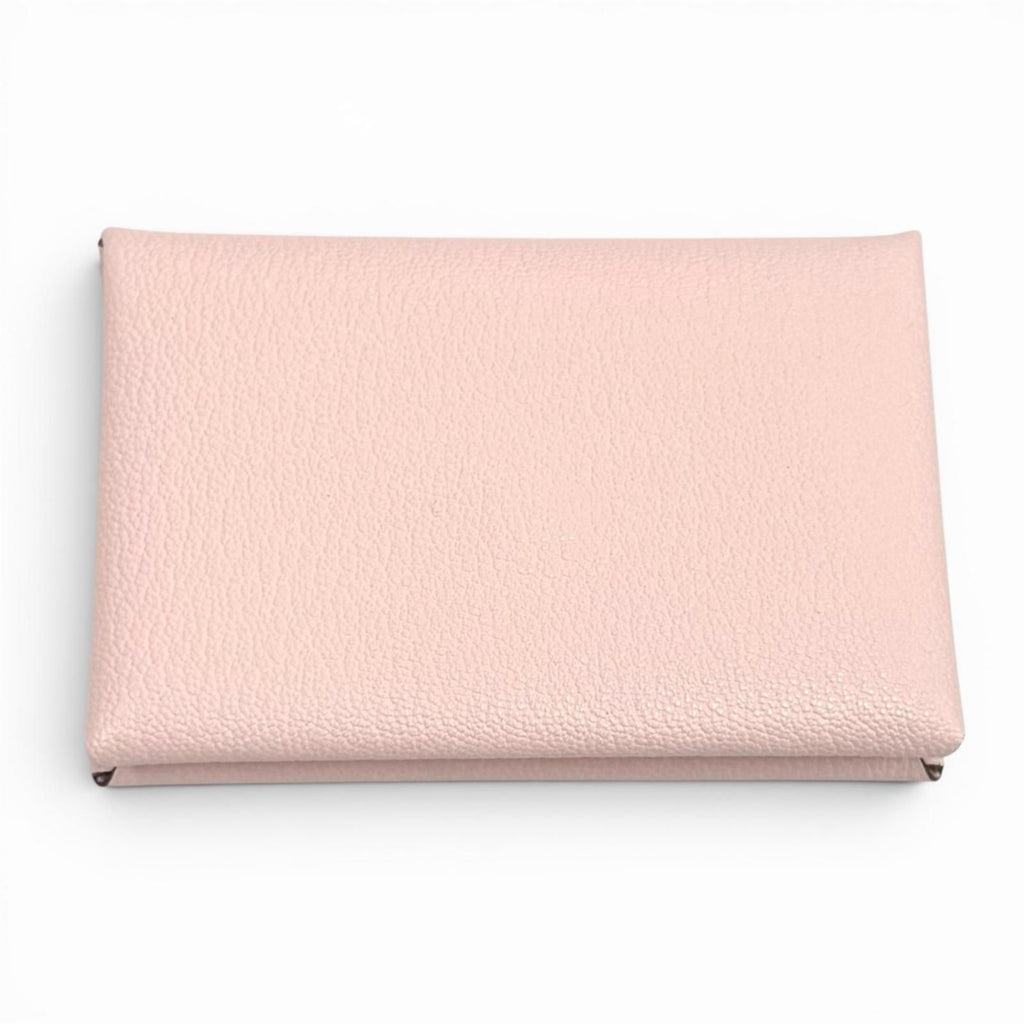 Hermes Calvi Rose Darling Chevre Business Card Holder Case
