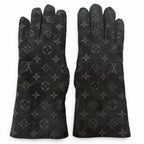 Louis Vuitton Gon Shirred Darling Sheep Leather Monogram Shearling Gloves Black — view 2