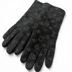 Louis Vuitton Gon Shirred Darling Sheep Leather Monogram Shearling Gloves Black