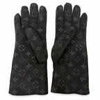 Louis Vuitton Gon Shirred Darling Sheep Leather Monogram Shearling Gloves Black — view 3