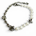 Louis Vuitton Pearl Fusion LV Logo Chain Bracelet Silver White