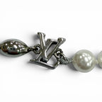 Louis Vuitton Pearl Fusion LV Logo Chain Bracelet Silver White — view 3