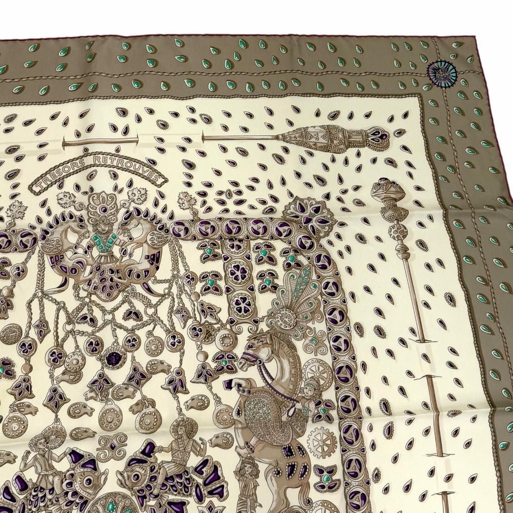 Hermes Carre 90 Tresors Retrouves Hidden Treasure Silk 100% Scarf Multi — view 4