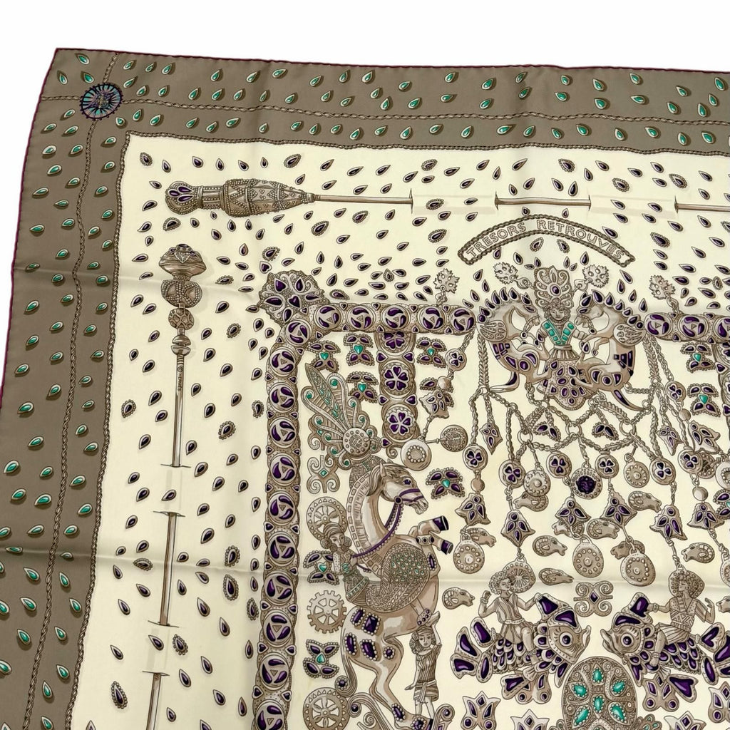 Hermes Carre 90 Tresors Retrouves Hidden Treasure Silk 100% Scarf Multi — view 3