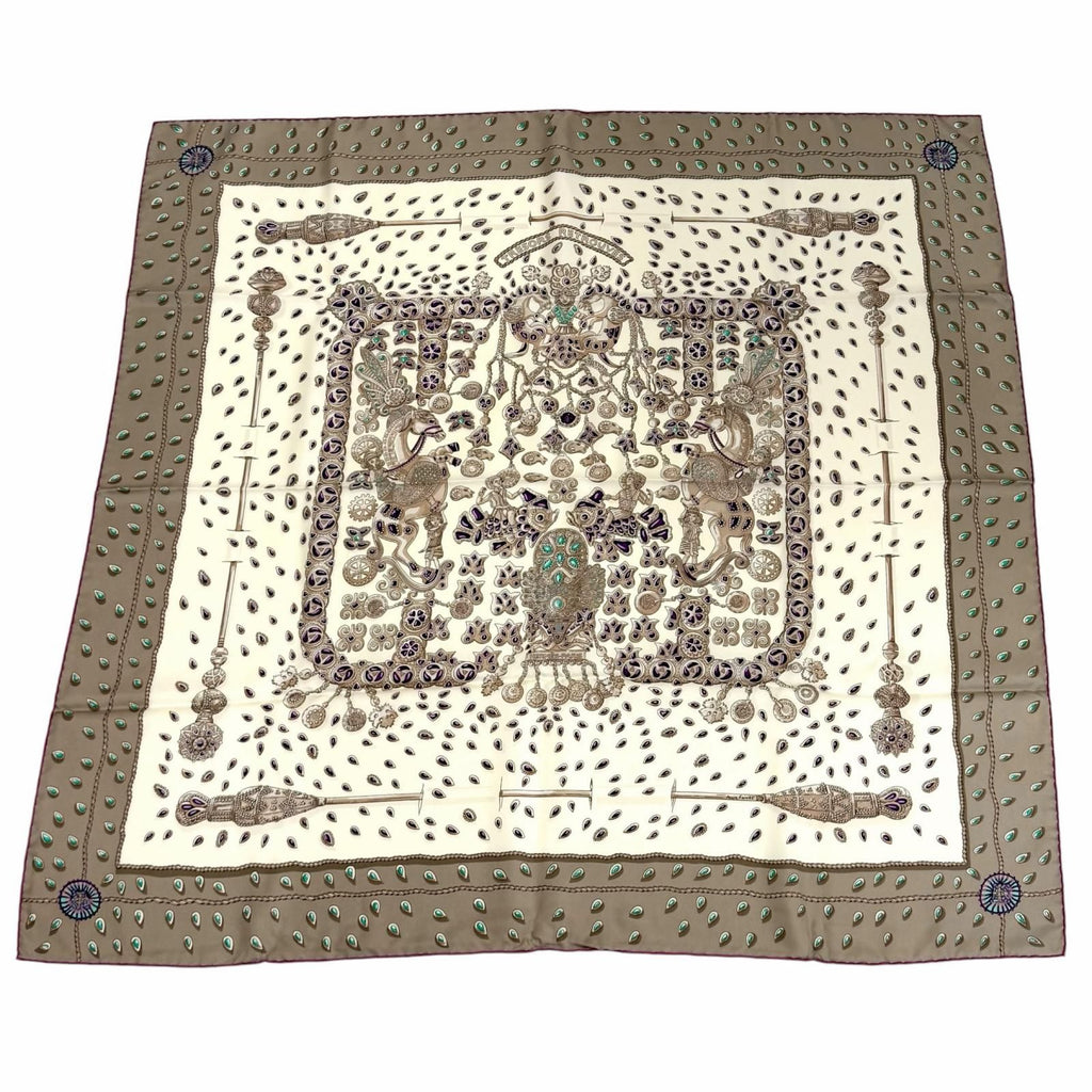 Hermes Carre 90 Tresors Retrouves Hidden Treasure Silk 100% Scarf Multi