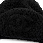 Chanel Cashmere Silk CC Logo Chapka Hat Trapper Hat Flight Hat Knit Cap Black — view 8