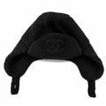 Chanel Cashmere Silk CC Logo Chapka Hat Trapper Hat Flight Hat Knit Cap Black
