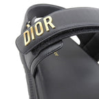 Dior Act Lambskin Metal Logo Backstrap Sandals Black Gold — view 4