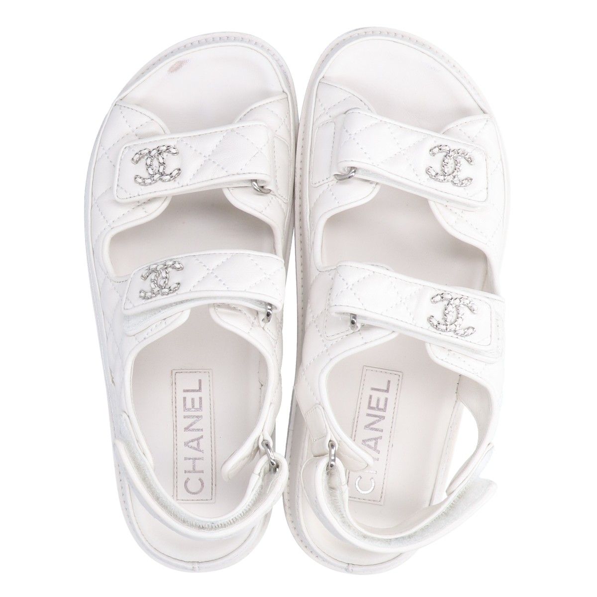 Chanel CC Logo Quilted Sandals — view 6