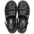 Chanel CC Logo Quilted Chain Platform Sandals 37 1 2C — view 6