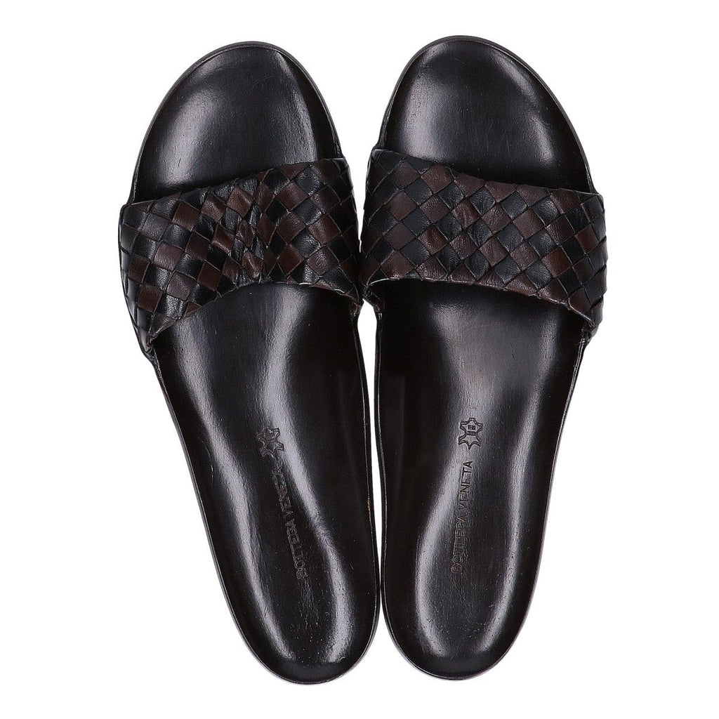 Bottega Veneta Leather Intrecciato Flat Sandals — view 5