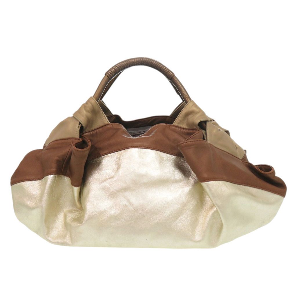 Loewe Nappa Aire Leather Gold Brown Handbag — view 2