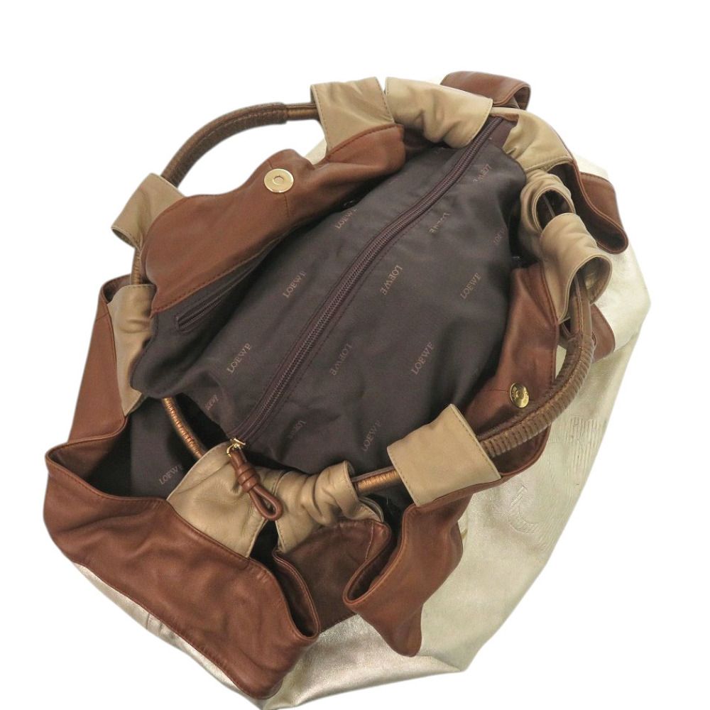Loewe Nappa Aire Leather Gold Brown Handbag — view 4
