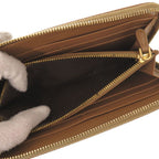 Prada Zip Around Gold Leather Caramel Brown Wallet — view 5