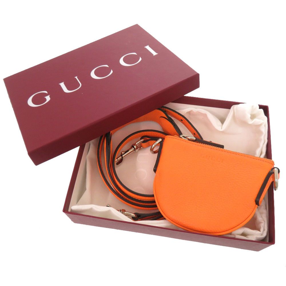 Gucci Logo Leather Orange Micro Mini Shoulder — view 2