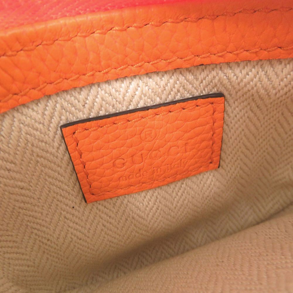 Gucci Logo Leather Orange Micro Mini Shoulder — view 6
