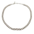 Dior Chain Link Brass Rhinestone Silver Necklace