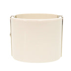 Chanel CC Logo Plastic Metal Rhinestone White Bangle Bracelet — view 3