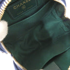 Chanel CC Logo Quilted Round Cotton Gold Blue Chain Shoulder — view 5