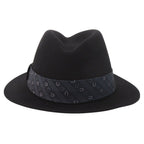 Hermes Beaver Felt Fedora Hat Folded Hat 59 Silk Leather Black Navy Blue — view 5
