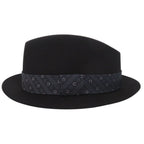 Hermes Beaver Felt Fedora Hat Folded Hat 59 Silk Leather Black Navy Blue — view 6