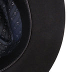 Hermes Beaver Felt Fedora Hat Folded Hat 59 Silk Leather Black Navy Blue — view 9