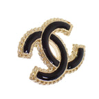 Chanel CC Logo Earrings Metal Gold Black — view 4