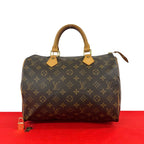 Louis Vuitton Vintage Speedy 30 Monogram Leather Boston Bag Brown