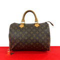 Louis Vuitton Vintage Speedy 30 Monogram Leather Boston Bag Brown